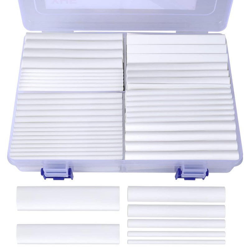 XHF 205 PCS Length 3.5" White 3:1 Waterproof Automotive Electrical Heat Shrink Tubing Assortment Kit Large Size Marine Grade Adhesive Lined Tube, Insulation Sealing - Image 1