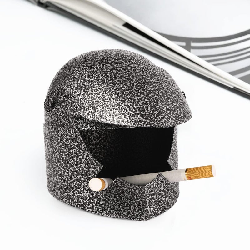BOGEN LITE Metallic Helmet Design Cigarette Ashtray Tabletop Portable Modern Ashtrays Cigar for Outdoor Indoor Desktop Smoking Home Office Fashion Decoration (Green) (Antique black) - Image 1