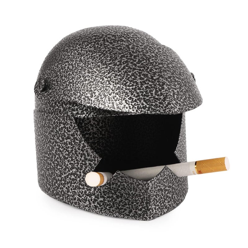 BOGEN LITE Metallic Helmet Design Cigarette Ashtray Tabletop Portable Modern Ashtrays Cigar for Outdoor Indoor Desktop Smoking Home Office Fashion Decoration (Green) (Antique black) - Image 2