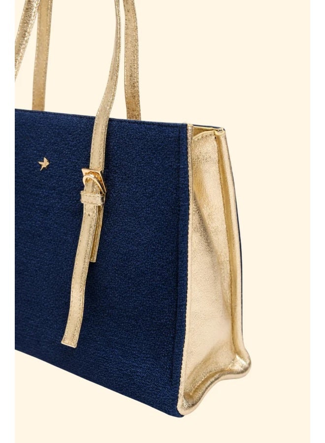 BOU Metallic Strap Tote - Navy - Image 3