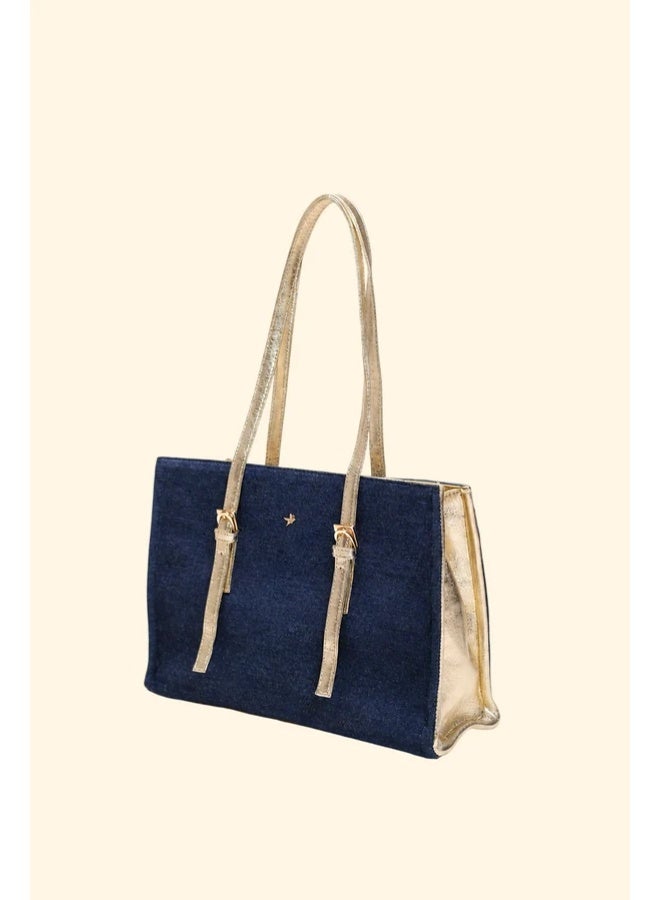 BOU Metallic Strap Tote - Navy - Image 2