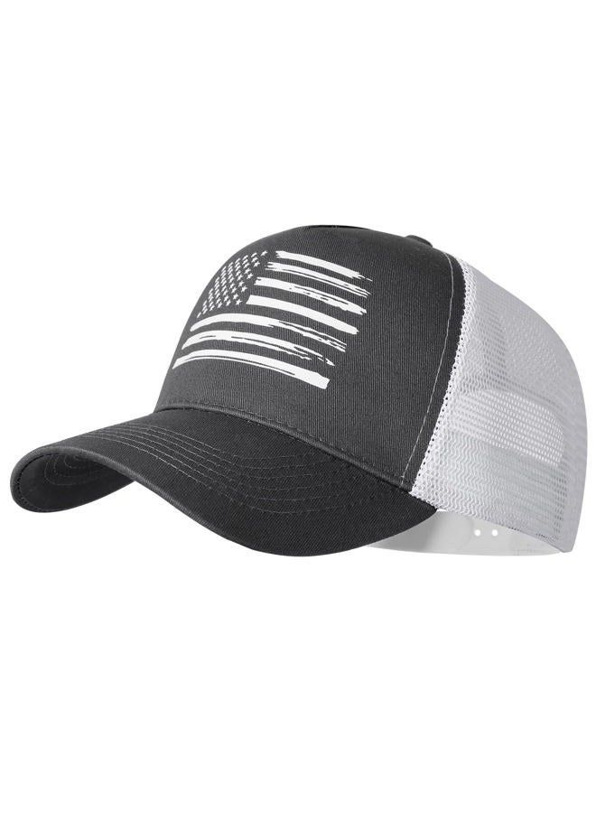 VIONLAN Baseball Cap American Flag Trucker Hat for Men Women 3D Embossed Logo Adjustable Outdoor Mesh Snapback Hat, Dark Gray/White Flag, One size - Image 1
