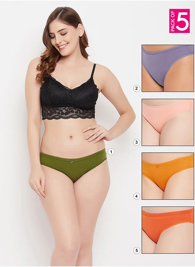 كلوفيا Clovia Pack of 5 Low Waist Bikini Panty - Cotton