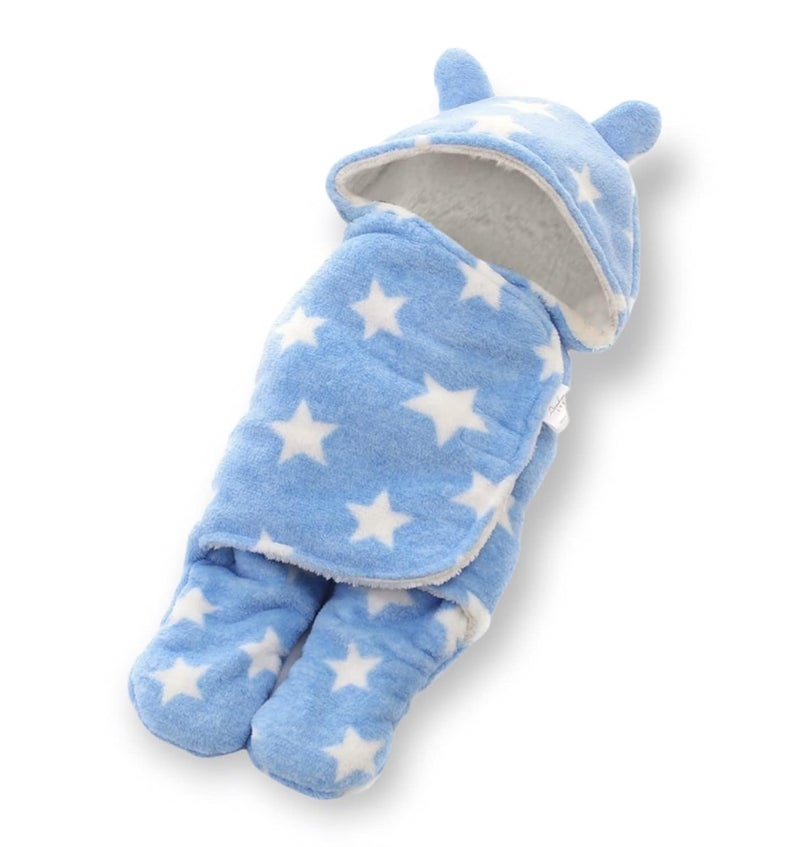 BRANDONN Baby Blankets New Born Combo Pack of Wearable Swaddle Wrapper Security Blanket for Kids for 0-6 Month Babies (SkyBlue, Navyblue, 70 cm x 70 cm) - Image 3