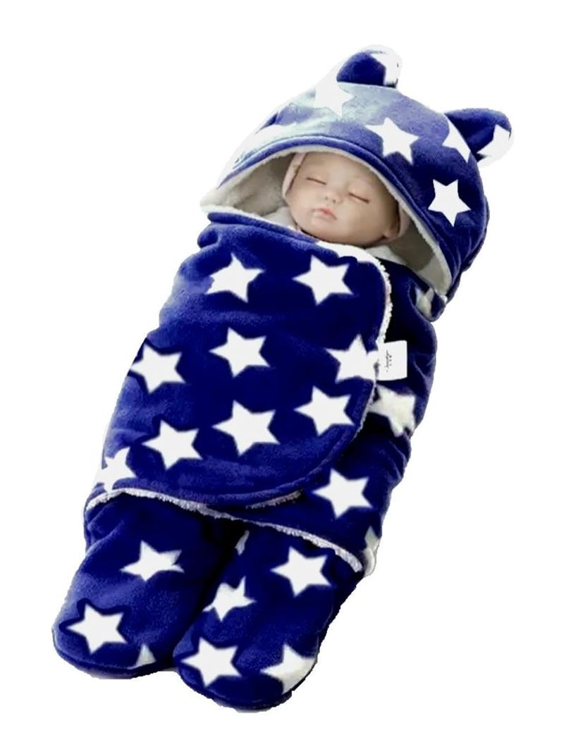 BRANDONN Baby Blankets New Born Combo Pack of Wearable Swaddle Wrapper Security Blanket for Kids for 0-6 Month Babies (SkyBlue, Navyblue, 70 cm x 70 cm) - Image 2