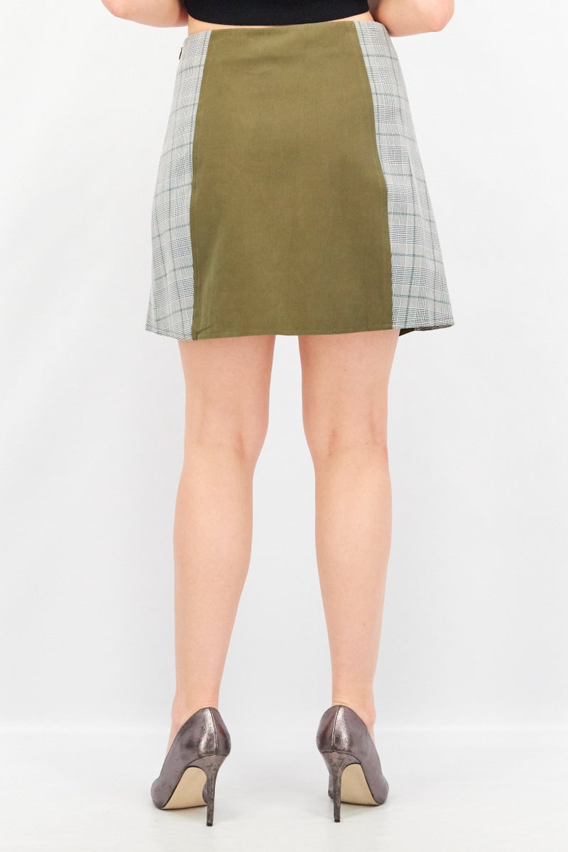 VERO MODA Women Button Detail Mini Skirt, Olive - Image 4