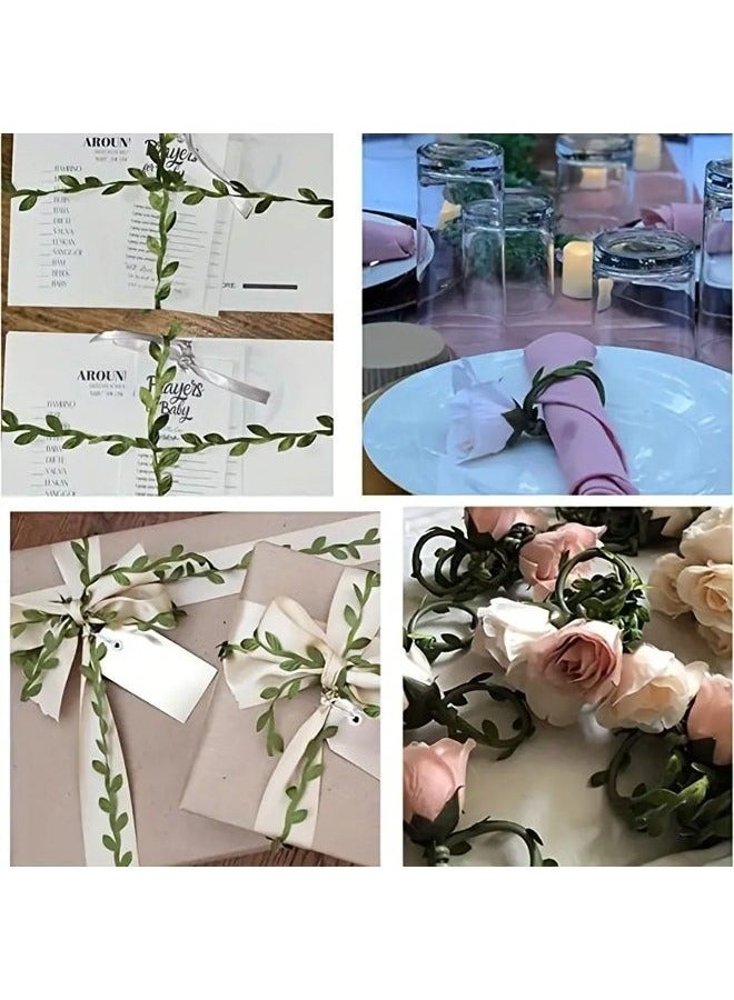 Unewshi Green Leaf Decorative Ribbon -20m In Length - For DIY Craft Parties, Weddings, Home Decor, Children's DIY Handmade Items Easter Gift - Image 2