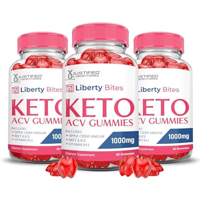 Justified Laboratories (3 Pack) Liberty Bites Keto ACV Gummies Advanced Formula 1000MG Libertybites Keto Gummies Apple Cider Vinegar Formulated with Pomegranate Beet Juice Powder B12 Vegan Non GMO 180 Gummys - Image 1