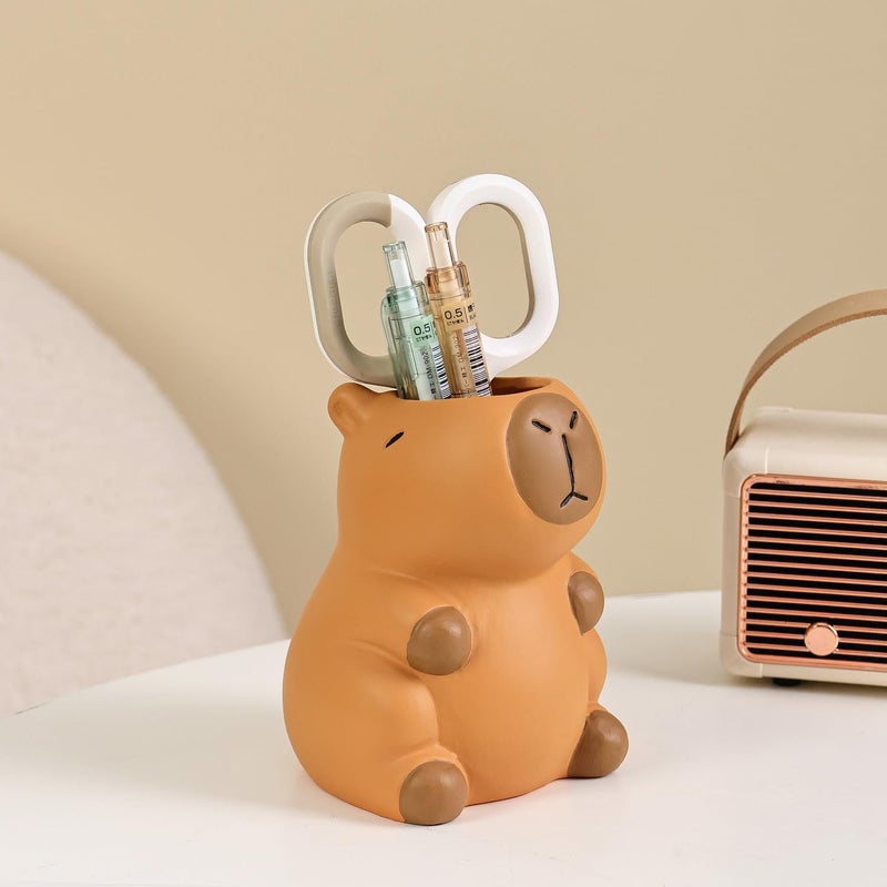 Tuioyoc Pen Holder For Desk  Ceramic Capybara Cute Pencil Holder  Makeup Brush Holder  Desktop Organizer Storage Pen Cup For Office Home Decor - Image 4