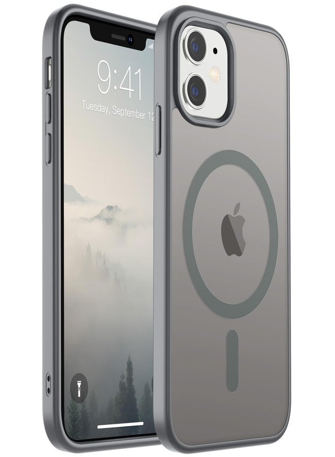 استلق جراب هاتف مغناطيسي من SUPFINE لهاتف iPhone 11 (متوافق مع MagSafe) (حماية فائقة ضد السقوط بمعايير عسكرية) جراب رفيع وشفاف غير لامع مقاوم للصدمات ومضاد لبصمات الأصابع، رمادي - Image 1