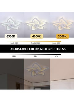 Ganeed Modern Low Profile Ceiling Fan with Lights Dimmable LED Ceiling Fans with Remote Control Flower Shape Flush Mount Ceiling Lamp with Dimming for Kitchen Bedroom Living Room Dining Room  - Image 3