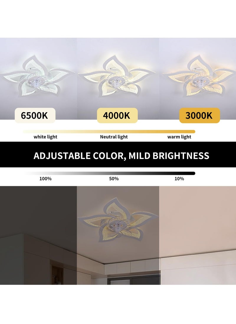 Ganeed Modern Low Profile Ceiling Fan with Lights Dimmable LED Ceiling Fans with Remote Control Flower Shape Flush Mount Ceiling Lamp with Dimming for Kitchen Bedroom Living Room Dining Room  - Image 3
