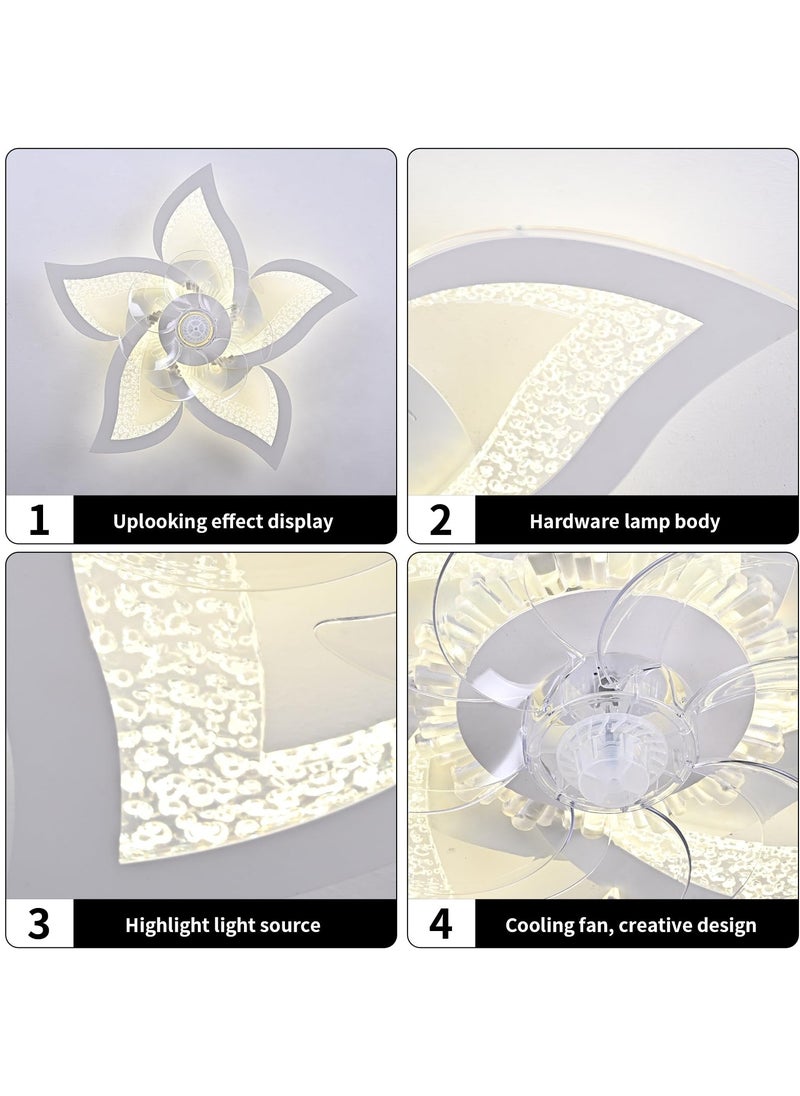 Ganeed Modern Low Profile Ceiling Fan with Lights Dimmable LED Ceiling Fans with Remote Control Flower Shape Flush Mount Ceiling Lamp with Dimming for Kitchen Bedroom Living Room Dining Room  - Image 4