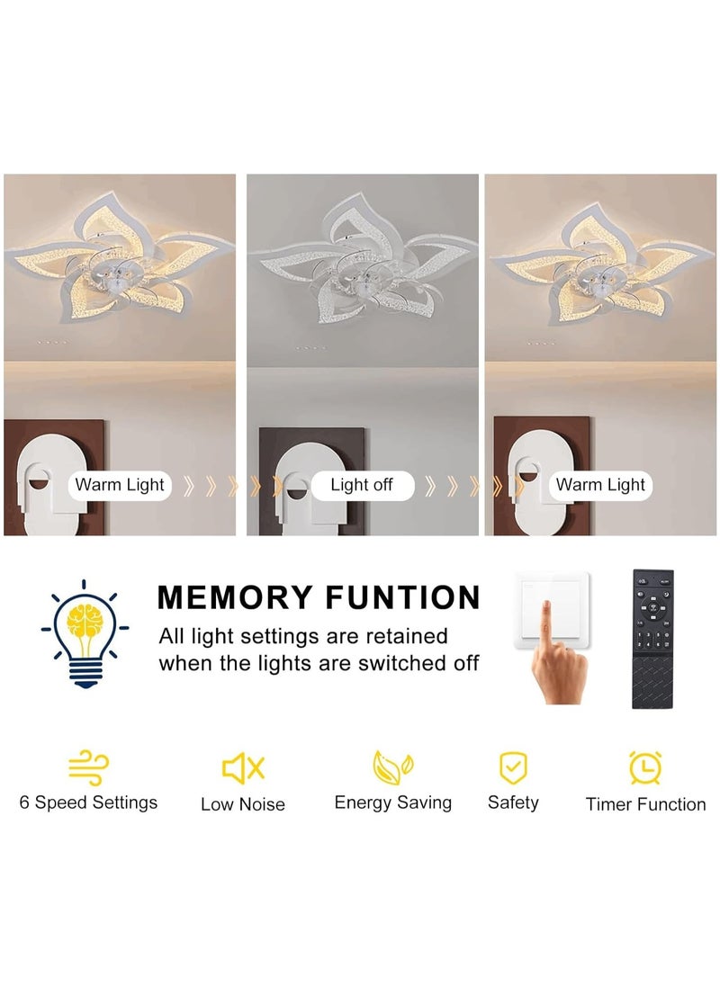 Ganeed Modern Low Profile Ceiling Fan with Lights Dimmable LED Ceiling Fans with Remote Control Flower Shape Flush Mount Ceiling Lamp with Dimming for Kitchen Bedroom Living Room Dining Room  - Image 5
