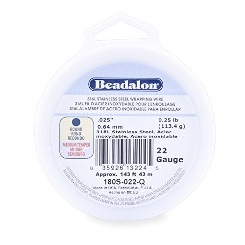 Beadalon 316L Stainless Steel Wrapping Wire, Round, 22 Gauge, Round, 143 feet, 1/4 Pound - Image 1