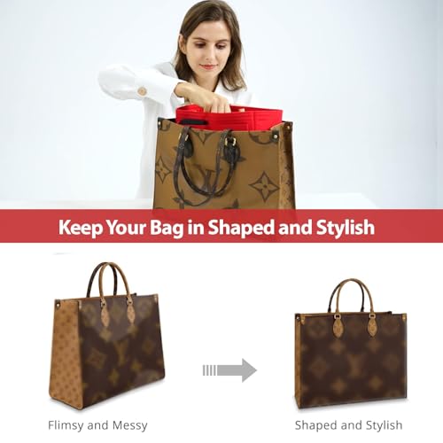 OMYSTYLE Red Slender Large Organizer Insert, Felt Tote Bag Organizer Insert with 5 Sizes, Handbag Dividers for Inside Purse, Compatible with Longchamp, Neverful, Speedy and More - Image 5