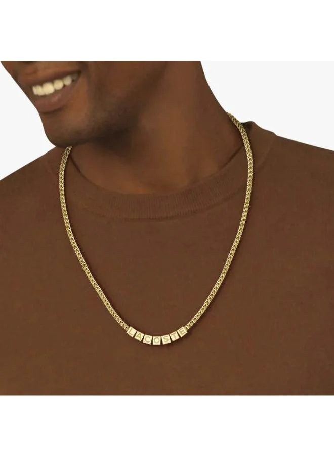 لاكوست قلادة سلسلة بحروف من الستانلس ستيل