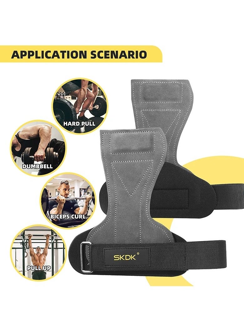 SKDK - Grips For Weight Lifting, Weight Lifting Wrist Straps, Gym Grips Palm Guards, Non-slip Wrist Guard Equipment, Gym Fitness Hook Weight Strap For Cross Training, Weight Lifting, Kettlebells,(Light Grey) - Image 1