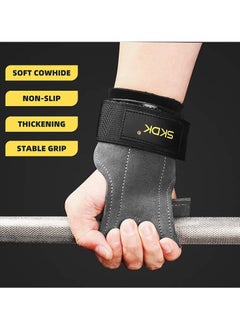 SKDK Grips For Weight Lifting, Weight Lifting Wrist Straps, Gym Grips Palm Guards, Non-slip Wrist Guard Equipment, Gym Fitness Hook Weight Strap For Cross Training, Weight Lifting, Kettlebells,(Light Grey)  - Image 5