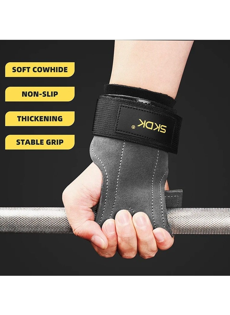 SKDK - Grips For Weight Lifting, Weight Lifting Wrist Straps, Gym Grips Palm Guards, Non-slip Wrist Guard Equipment, Gym Fitness Hook Weight Strap For Cross Training, Weight Lifting, Kettlebells,(Light Grey) - Image 1