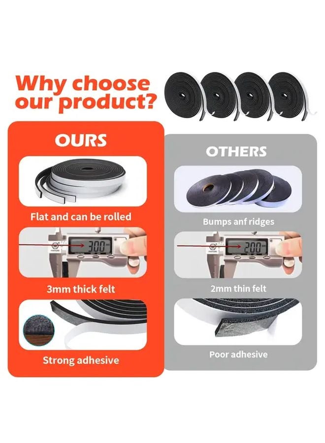 4 Rolls Heavy Duty Self Adhesive Felt Tape White Backing Furniture Protection DIY Crafts - Image 5