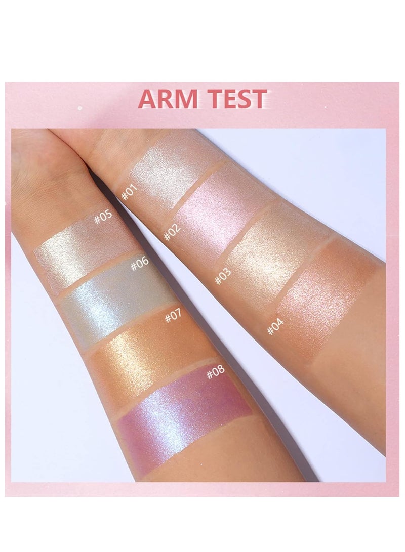 pudaier Face Highlighter Palette, 8 Colors Smooth Shimmer Highlighter Palette Longlasting, Shiny Face Illuminator Highlighter Makeup, Shimmer Radiant Glow Illuminator de Maquillaje (02 Gilt Purple) - Image 3