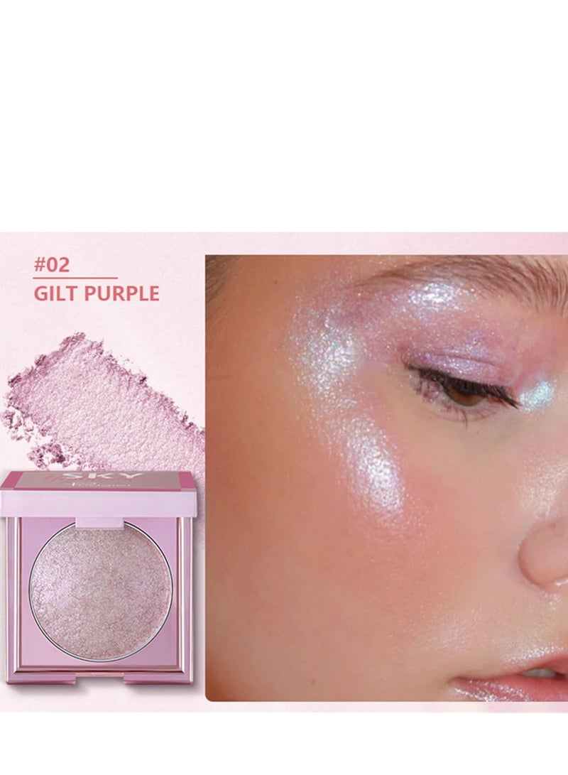 pudaier Face Highlighter Palette, 8 Colors Smooth Shimmer Highlighter Palette Longlasting, Shiny Face Illuminator Highlighter Makeup, Shimmer Radiant Glow Illuminator de Maquillaje (02 Gilt Purple) - Image 2