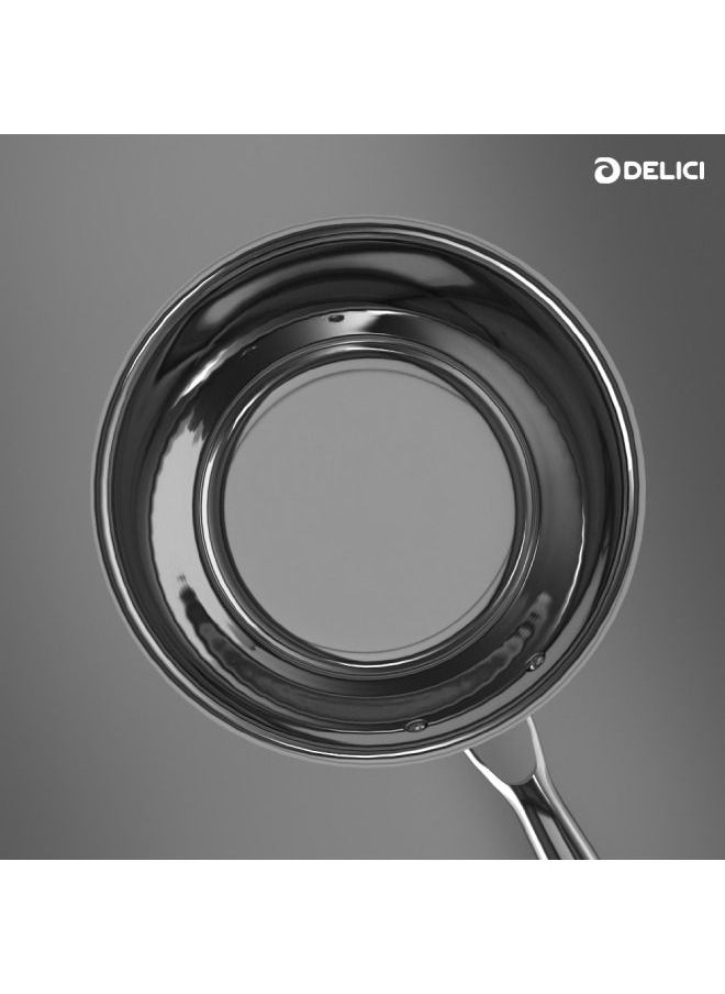 DELICI Tri-ply Stainless Steel And Aluminium Milk Pan 1.70 Ltr Capacity, Healthy Non-Stick Interior, Oven Safe, Dishwasher Safe, Induction Cooking Pot(DTMP16)  - Image 4