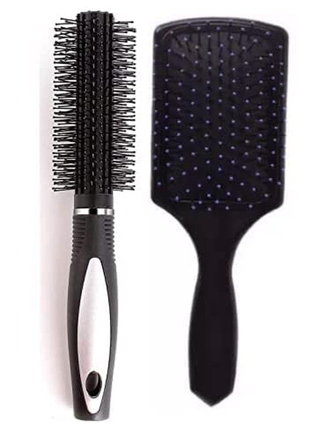 SUNISA Round Rolling Curling Roller Comb Hair Brush With Professional Paddle Hair Brush Comb For Men And Women - Image 1