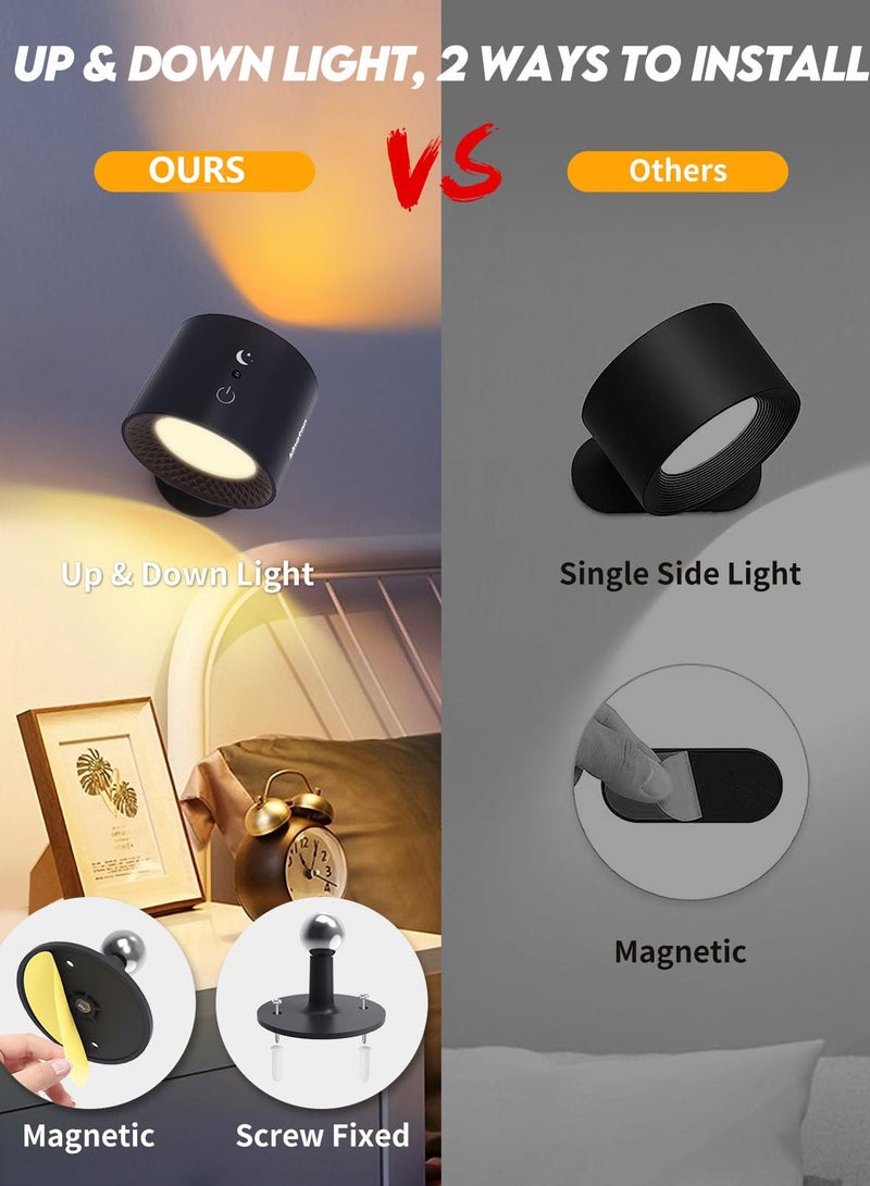 XiuWoo Set of 2 Battery Operated Wall Sconce, Wireless Magnetic Wall Lights with Remote, 9 Colors RGB Rechargeable Ambient Sconce, 3 Color Temp, Dimming & Removable, Wall Mounted Lamp for Bedroom - Image 2