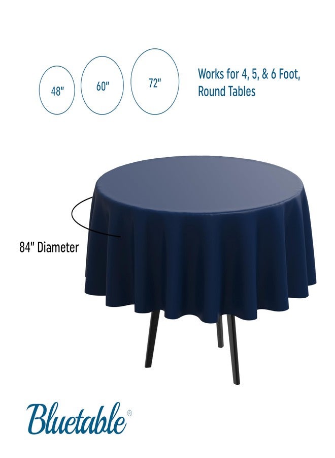 Bluetable Navy Blue Plastic Tablecloth Round Disposable (12 Pack) Bulk - Ultra Heavy Duty Table Cloth (84” Inches) 4, 5, or 6 Foot Round Tables (Manteles para Fiestas) Blue Party Tablecloths [12 Pack] - Image 5