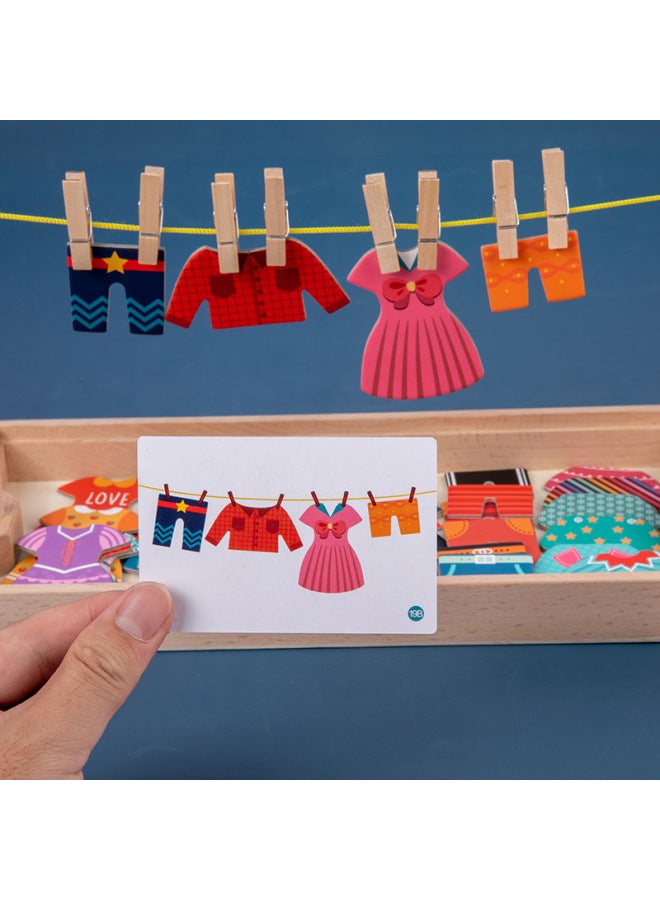 Children's Early Childhood Puzzle Wooden Varied Creative Hanging Clothes. 7 Dress Up Game Boys And Girls Play Home Educational Toys-Color:Clothes Dressing Game (Lion) 0.7  - Image 4