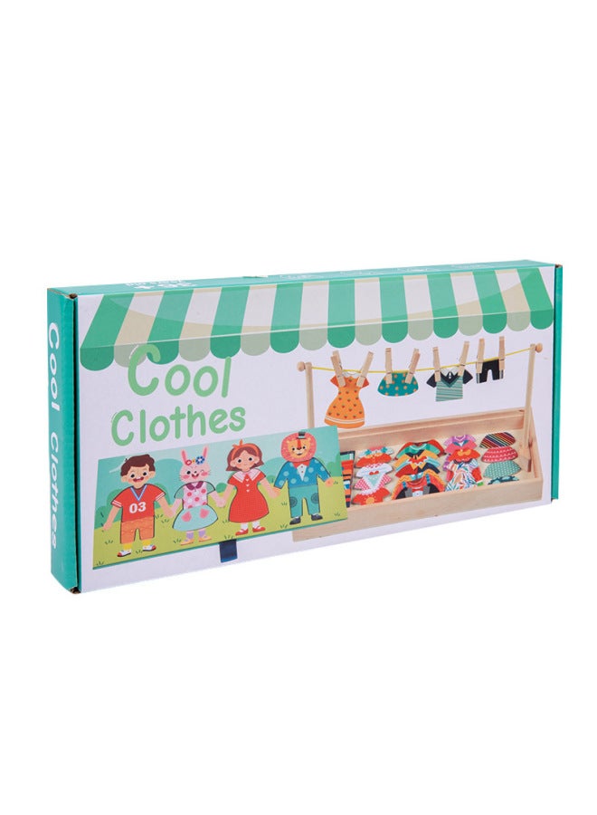 Children's Early Childhood Puzzle Wooden Varied Creative Hanging Clothes. 7 Dress Up Game Boys And Girls Play Home Educational Toys-Color:Clothes Dressing Game (Lion) 0.7  - Image 5