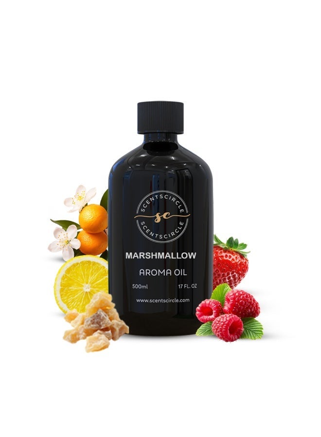 Marshmallow Fragrance Diffuser Oil 500ml with Strawberry, Raspberry & Lemon | Orange Blossom, Ambroxan & Soft Marshmallow Musk Base for Home, Offices, Salons, Cafes & Shops | Scentscircle