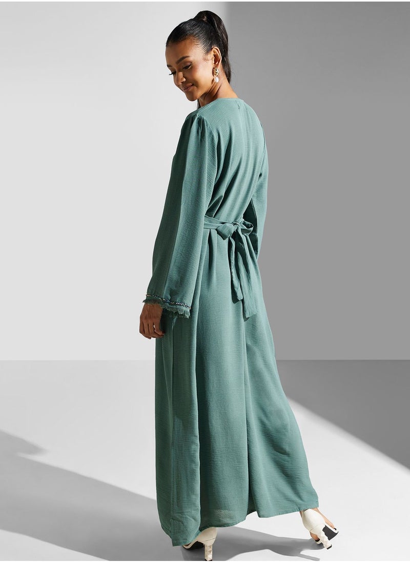hayas closet - Embellished Belted Jalabiya - Image 1