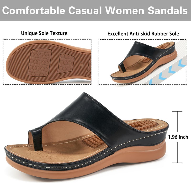 Aomigoct Womens Comfort Wedge Sandals: Soft Cushion & Orthopedic for All-Day Walking - Non-Slip 1.96" Heel for Stability - for Comfort Seekers - Image 4