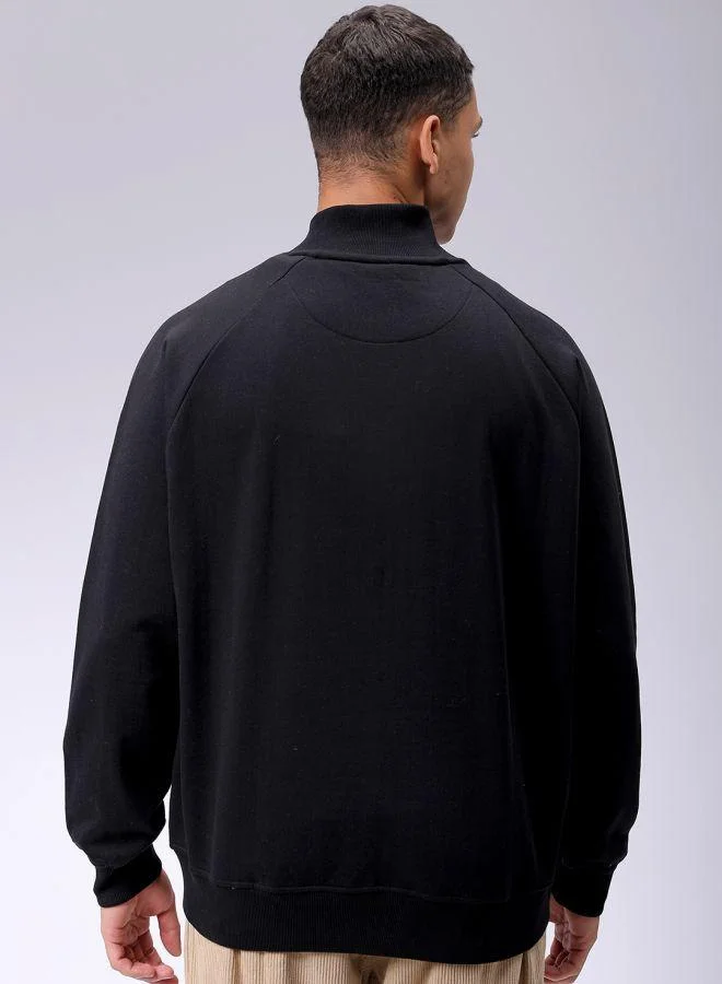 ذا انديان كراج كو Men Relaxed Fit Solid High neck Front Open High Neck Sweatshirt