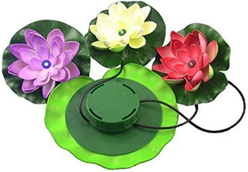 Superdream Colorful Solar Power Energy Floating Lotus Flower LED Accent Night Light for Pond Garden - Image 5