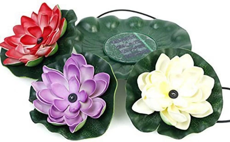Superdream Colorful Solar Power Energy Floating Lotus Flower LED Accent Night Light for Pond Garden - Image 2