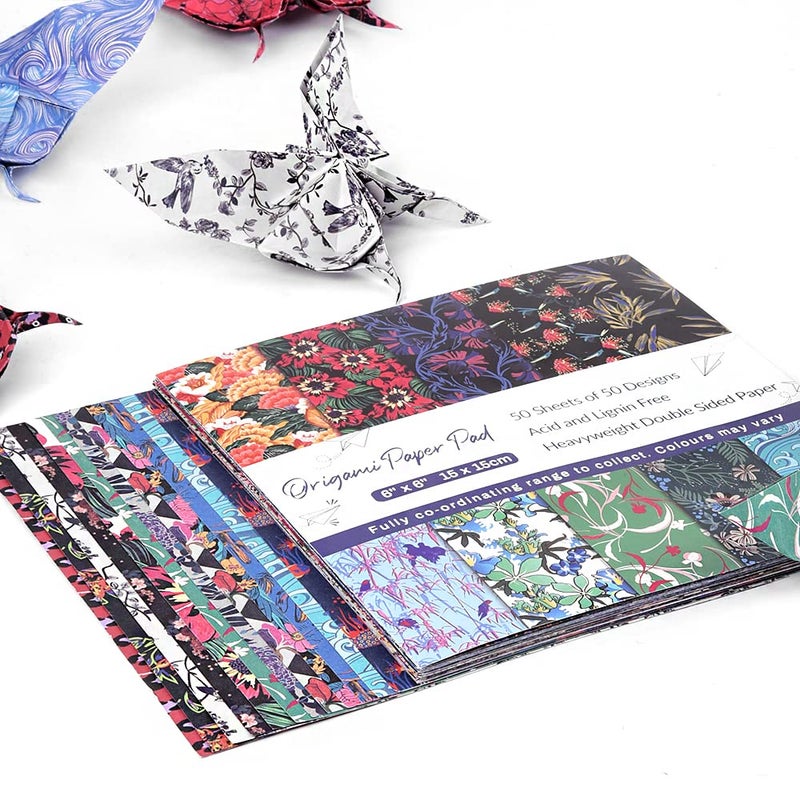 Qianshan Origami Paper Kit 50 Sheets 6 Inch Square Double Sided Color 50 Vivid Japanese Washi Chiyo Colors for Hand Crafts Origami Paper Arts Creativity Flowers - Image 4