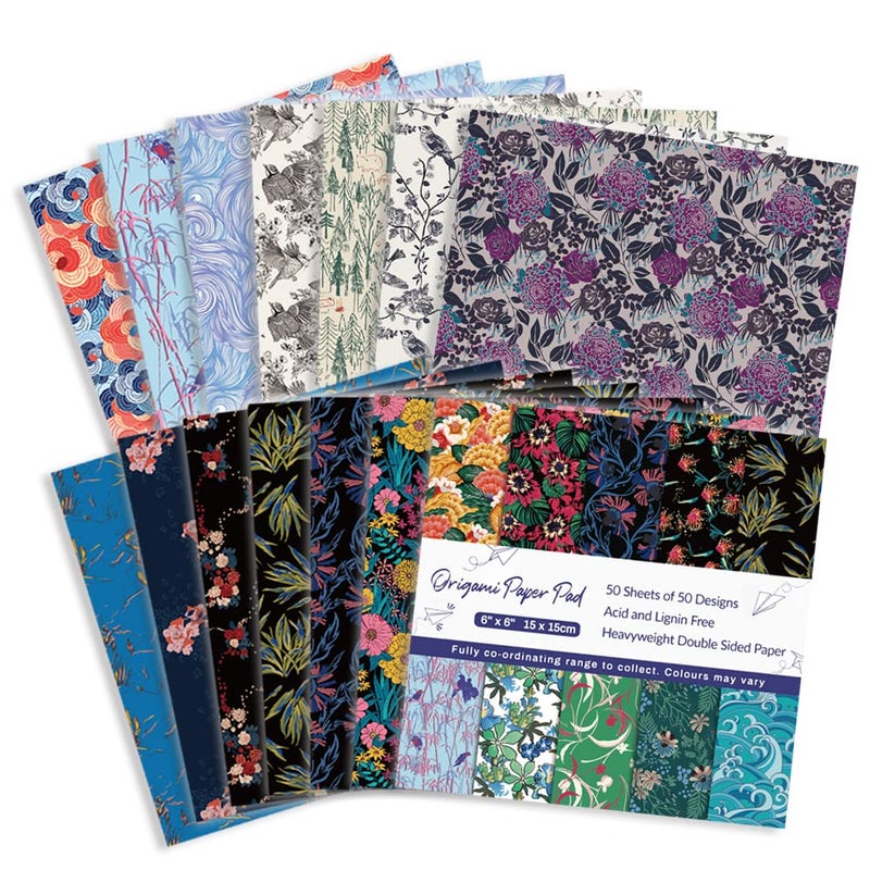 Qianshan Origami Paper Kit 50 Sheets 6 Inch Square Double Sided Color 50 Vivid Japanese Washi Chiyo Colors for Hand Crafts Origami Paper Arts Creativity Flowers - Image 3