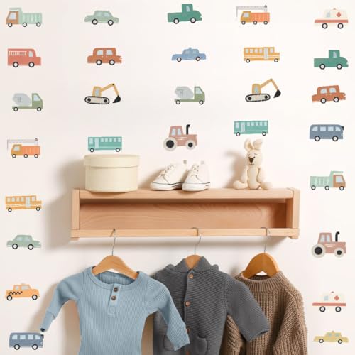 YIMEHDAN Watercolor Transportation Vehicle Wall Decals,Truck Tractor Excavator Bus Vinyl Wall Stickers, Self-Adhesive Cartoon Construction Car Artwork for Boys Bedroom Playroom Decor - Image 3