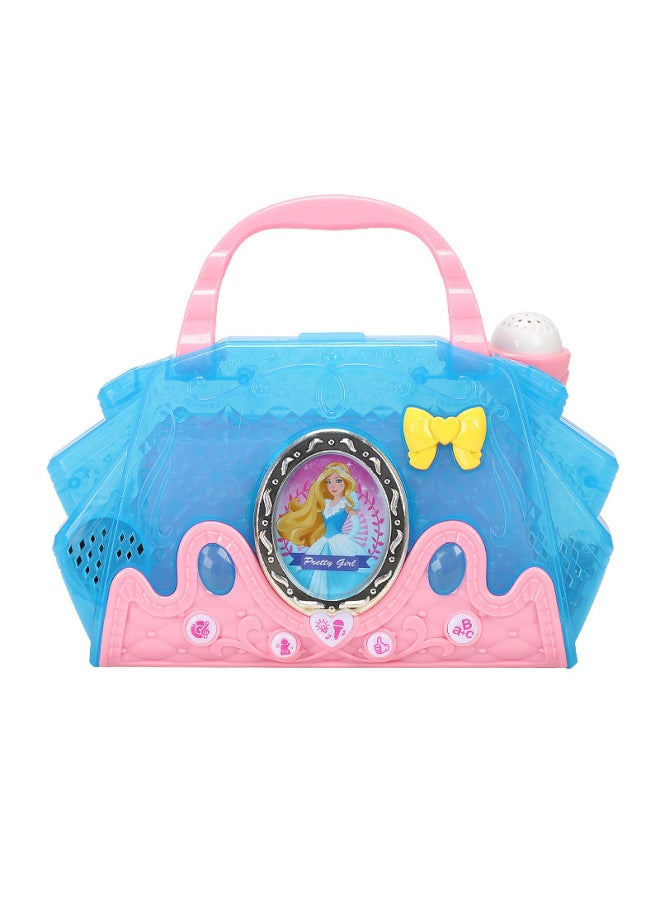 Cartoon Children's Educational Early Education Music Backpack With Microphone Lighting Karaoke Microphone Toy-Color:6802e Ice Diamond Blue (large Size) 24 Pieces Per Box - Image 1