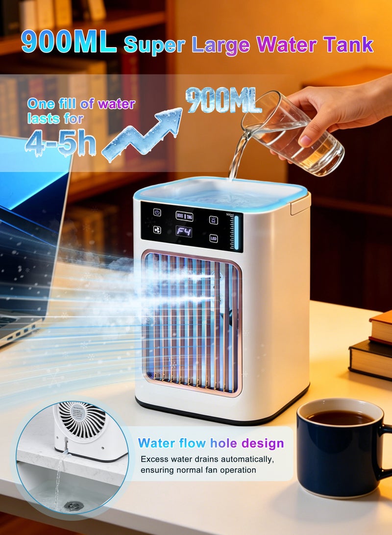 Necomi Table Fans, Portable Misting Fan, 900mL Tank & 7 Colors LED Lights, 3-Speed, Water Level Display for Cooling, Office, Patio - Image 4