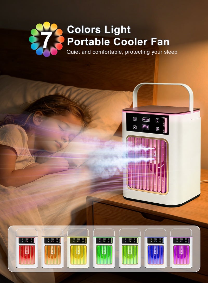 Necomi Table Fans, Portable Misting Fan, 900mL Tank & 7 Colors LED Lights, 3-Speed, Water Level Display for Cooling, Office, Patio - Image 5