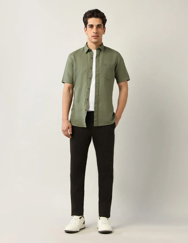 Arrow Dark Brown Slim Fit Smartflex Trousers for Men | Best Price UAE
