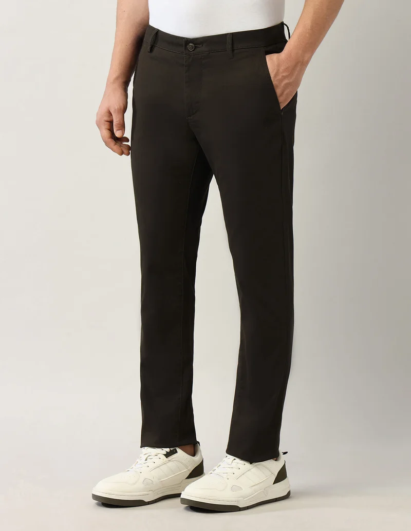 Arrow Dark Brown Slim Fit Smartflex Trousers for Men | Best Price UAE