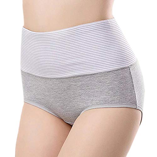 PLUMBURY® Women's Cotton High Waist Full Coverage Hipster Panty, Size M, Grey - Image 1