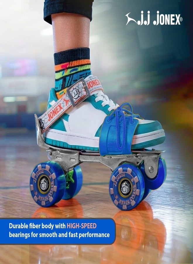 Jonex JJ JONEX Attack Adjustable Skates Combo with Helmet, Knee Pad, Elbow Pad, Gloves, Key, Bag - Suitable for Age 6-11 (Medium) - Blue Helmet - Image 2