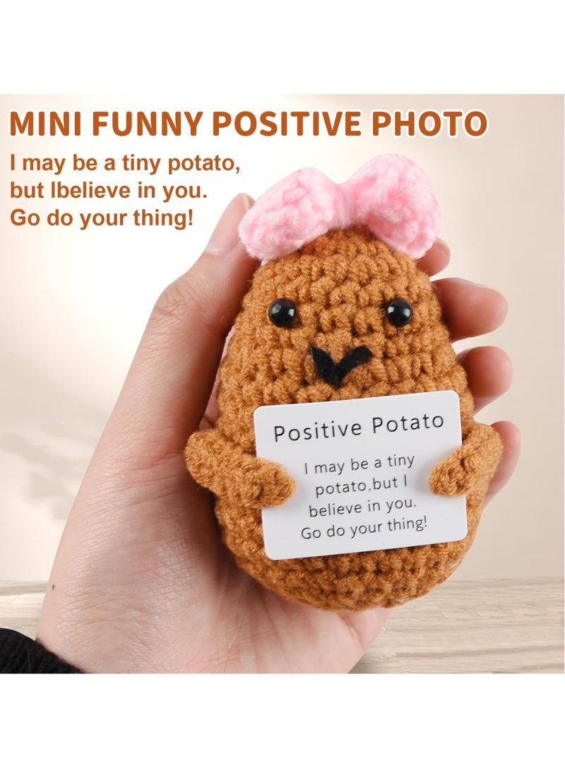 Excefore Handmade Positive Potato Toys, 2 Pcs Cute Mini Funny Positive Potato Knitted Plush Crochet Doll, Wool Positive Potato Crochet Doll, Gifts for Best Friends Lovers Birthday Gifts  - Image 2